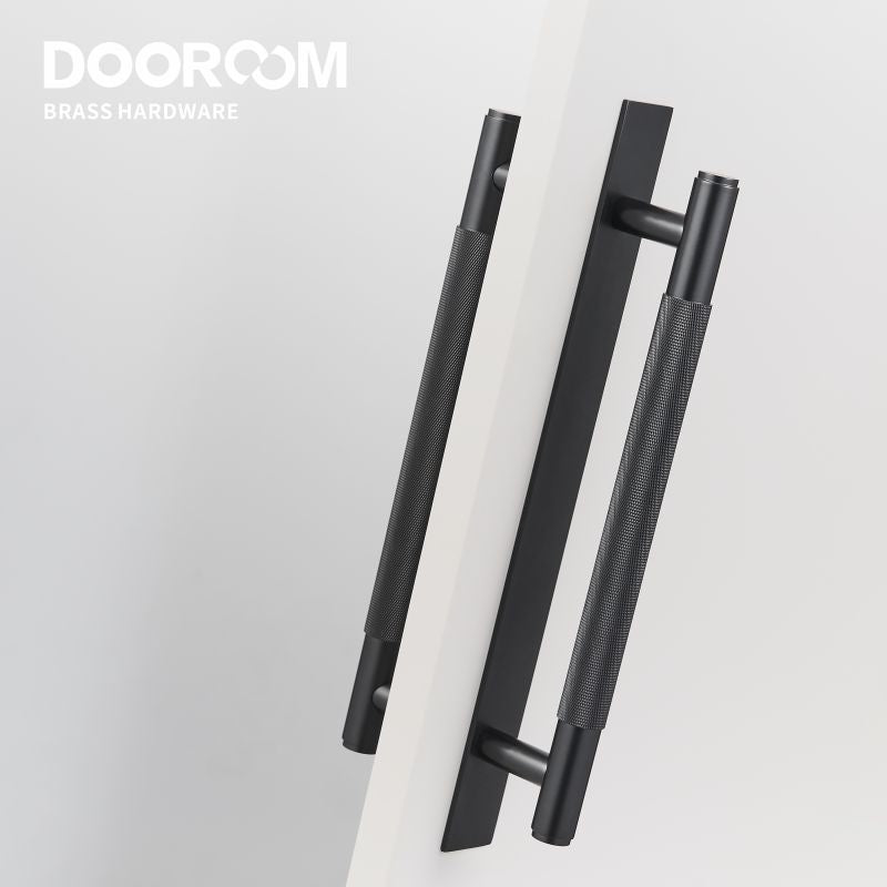 Dooroom Brass Knurled Door Handles Double Door Wood Door Shower Room Single Side Double Side Matt Gold Black Antique Brass Pulls DOOROOM