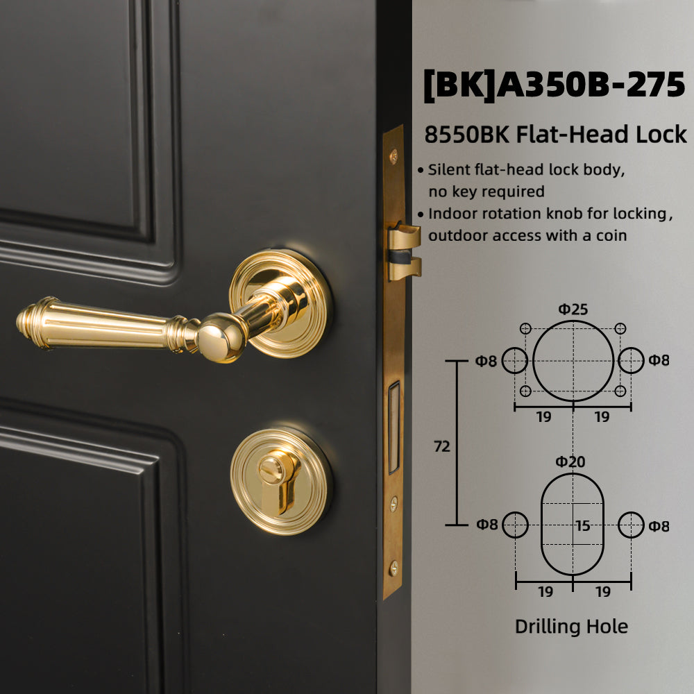 Dooroom Brass Furniture Door Lock Bright Silver French Retro Bright Gold Door Handle Lock Set Furniture Hardware Accessories DOOROOM