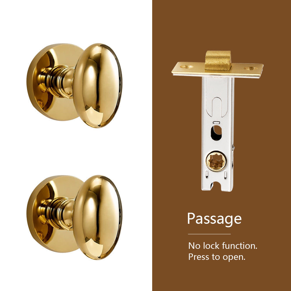 Dooroom Brass Door Lock Set Modern Shiny PVD Gold Interior Bedroom Bathroom Dummy Privacy Passage Hidden Door Lever Set DOOROOM