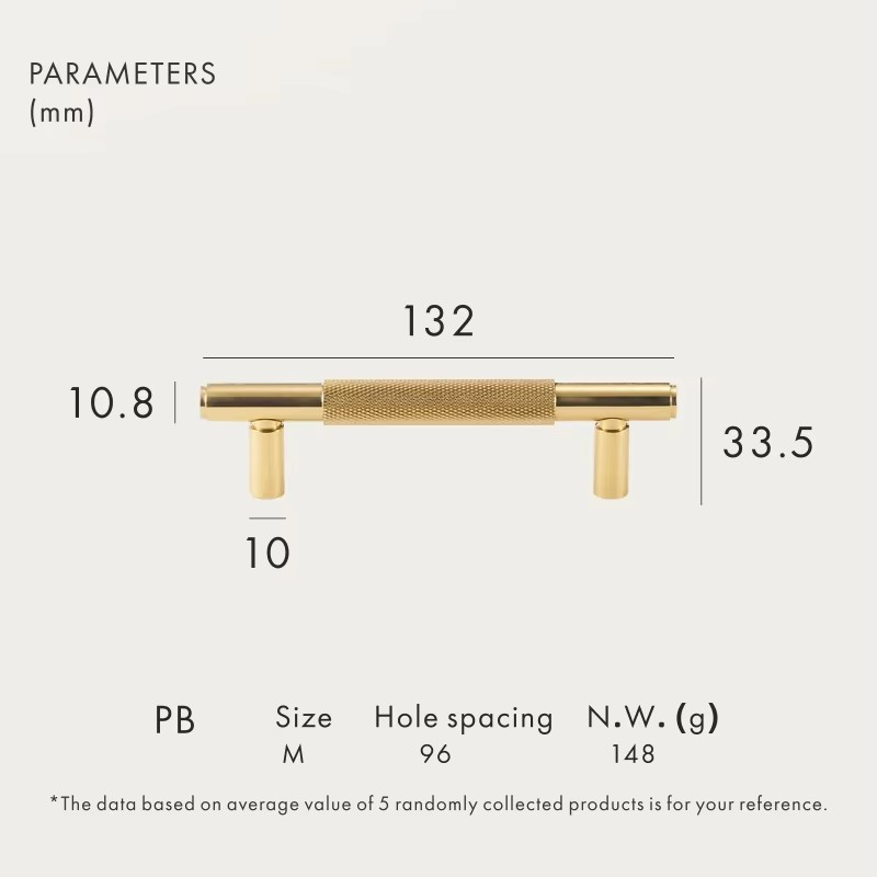 Dooroom Brass Furniture Handles Modern Knurled Shiny Gold Cupboard Wardrobe Dresser Shoe Box Drawer Cabinet Knobs T-Bar DOOROOM