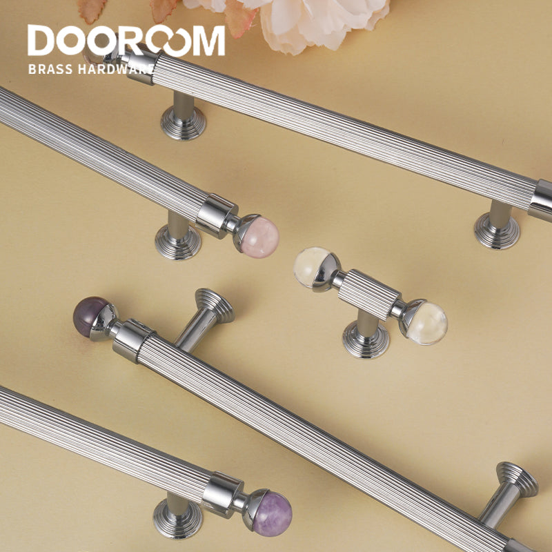 Dooroom Brass Furniture Handles Golden Cupboard Closet Cabinet Pulls T-Bar Acrylic Kitchen Modern Wardrobe Drawer Door Knobs DOOROOM