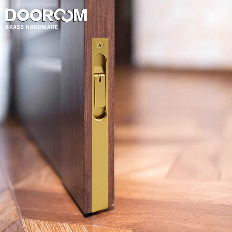 Dooroom New Brass Sliding Door Lock Set Handles American Push Pull Interior Living Room Bathroom Balcony Kitchen Security Slide DOOROOM
