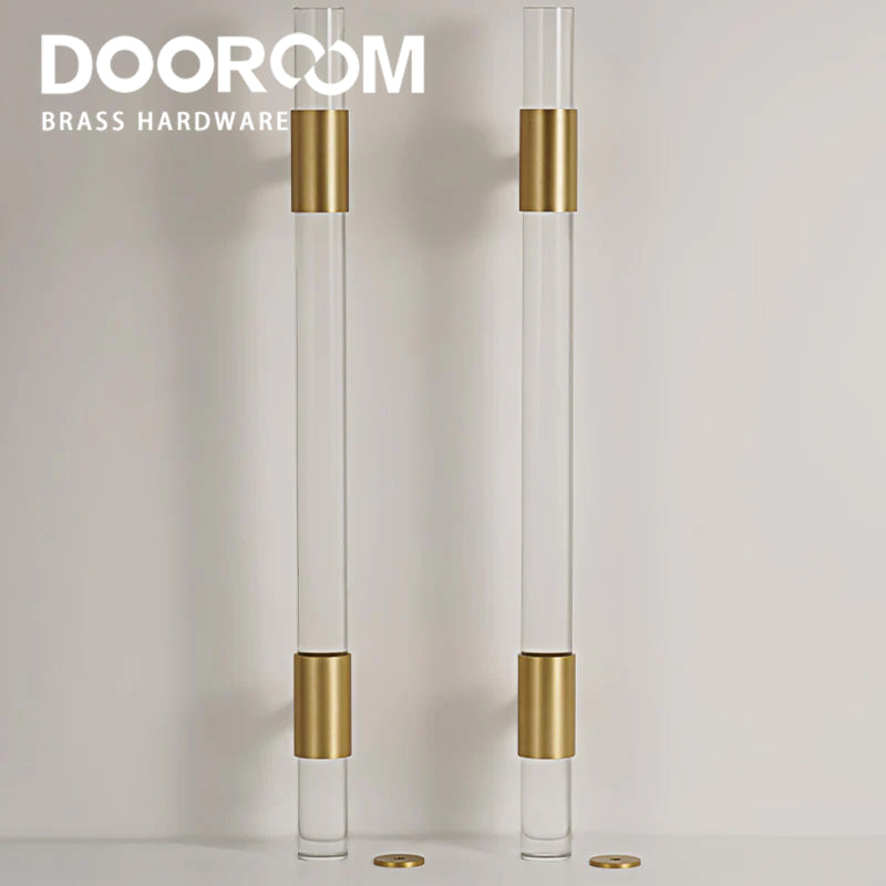 Dooroom Brass Acrylic Door Handles transparently Double Door Door Shower Room Single Side Double Side Matt Gold Pulls DOOROOM