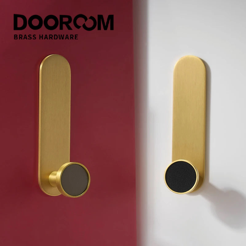 Dooroom Brass Real Leather Cabinet Handles Cupboard Door Pulls Bearing Hooks Bathroom Indoor Kitchen Hallway Wall Clothes Hook DOOROOM