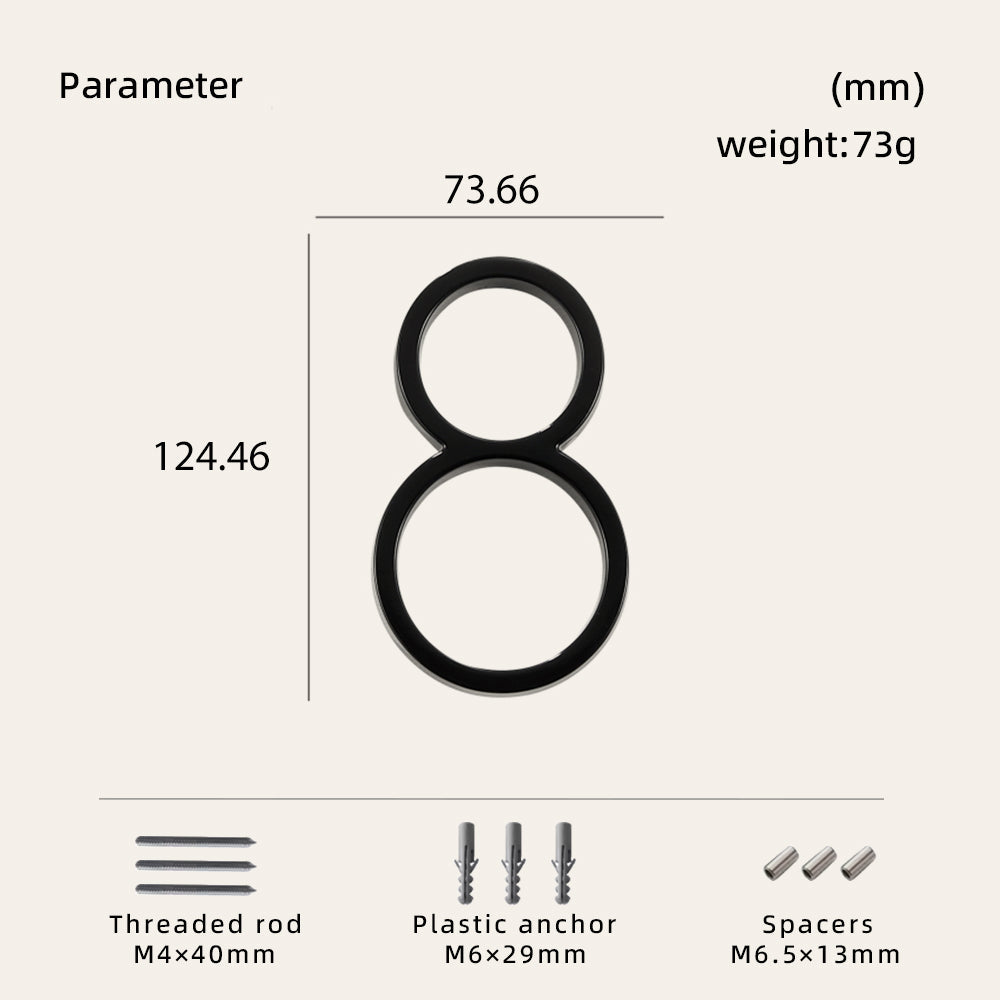 Dooroom House Number Outdoor 0-9 Black House Gadgets Signs Door Plate House Hotel Floor Number Villa Decoration Signboard DOOROOM