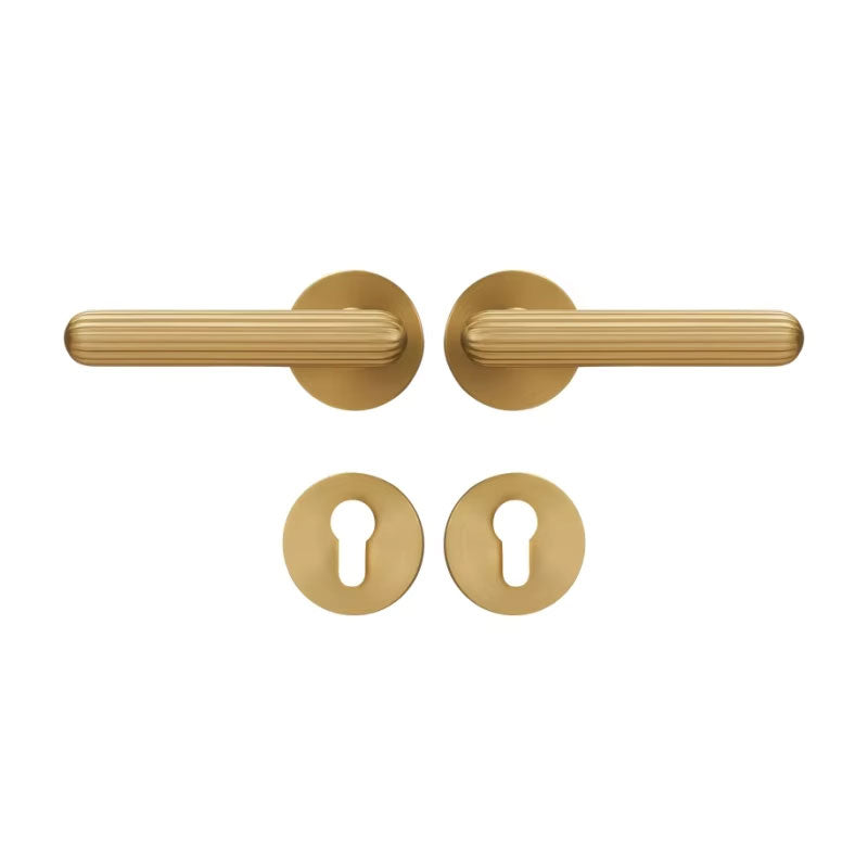 Dooroom Brass Door Lock Set Modern Simple European Interiror Bedroom Bathroom Double Wood Door Lever Set Dummy Handle Knob DOOROOM