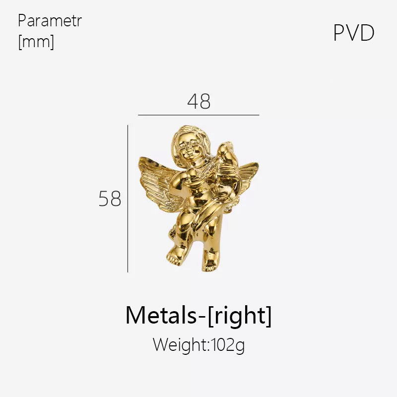Dooroom Brass Furniture Handles Angel Decorative Shiny Chrome PVD Gold Knobs Cupboard Wardrobe Dresser Drawer Cabinet Pulls DOOROOM