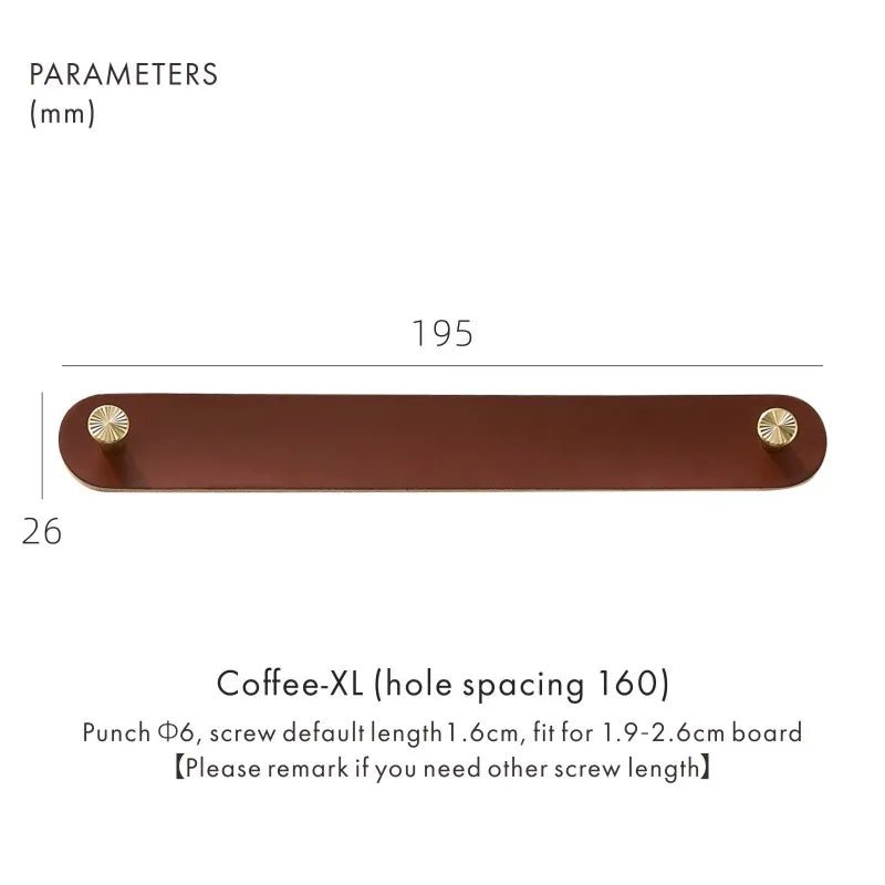 Dooroom Brass Furniture Handles Red Cow Leather Nordic DOOROOM