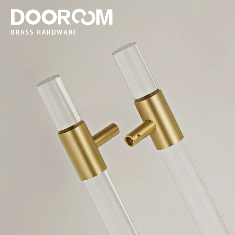 Dooroom Brass Acrylic Door Handles transparently Double Door Door Shower Room Single Side Double Side Matt Gold Pulls DOOROOM