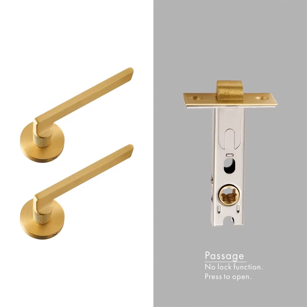 Dooroom Brass Door Lever Mute Black Gold Interior Bedroom Bathroom Wood Door Lock Set Dummy Handle Knob DOOROOM