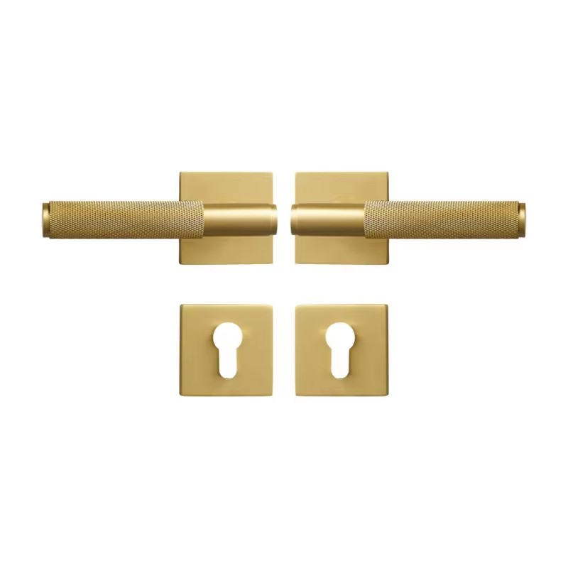 Dooroom Brass Door knurled handle Set Modern Interiror Bedroom Bathroom Door Lever Set Dummy Privacy Passage lock DOOROOM