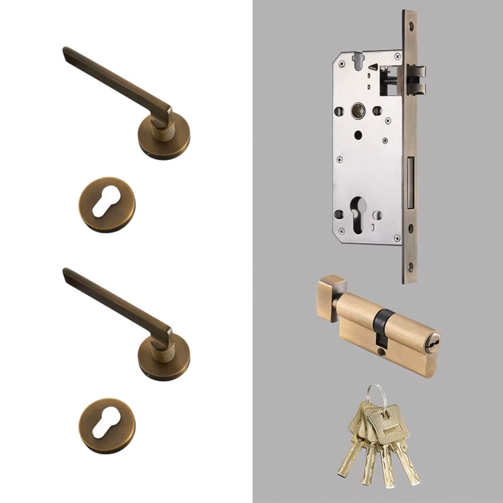Dooroom Brass Door Lever Mute Black Gold Interior Bedroom Bathroom Wood Door Lock Set Dummy Handle Knob DOOROOM