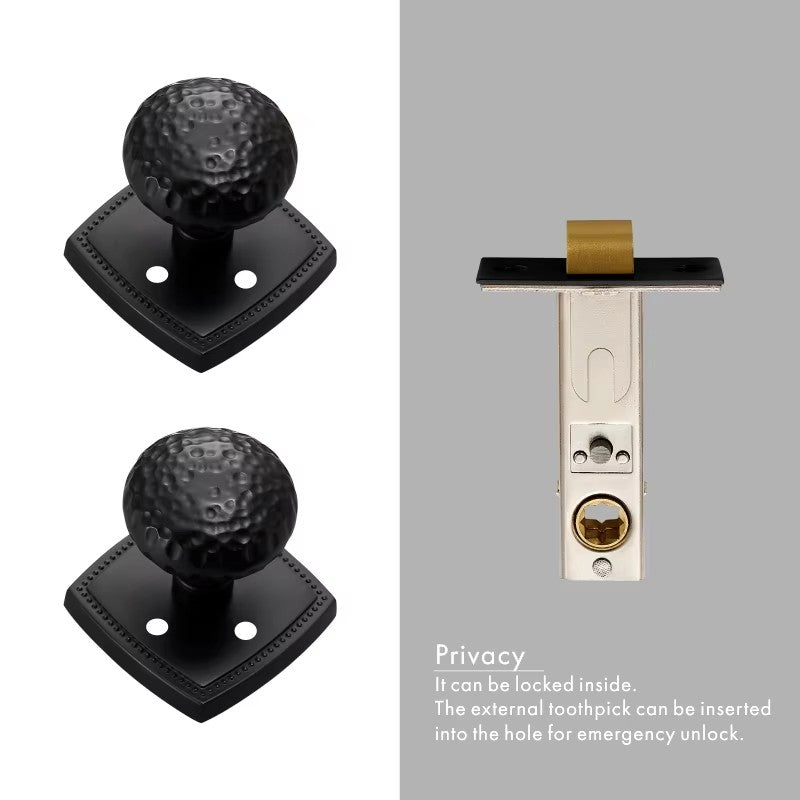 Dooroom Brass Door Lock Set Hammered Modern Bedroom Bathroom Double Lever Dummy Privacy Passage Hidden Handle Knob DOOROOM