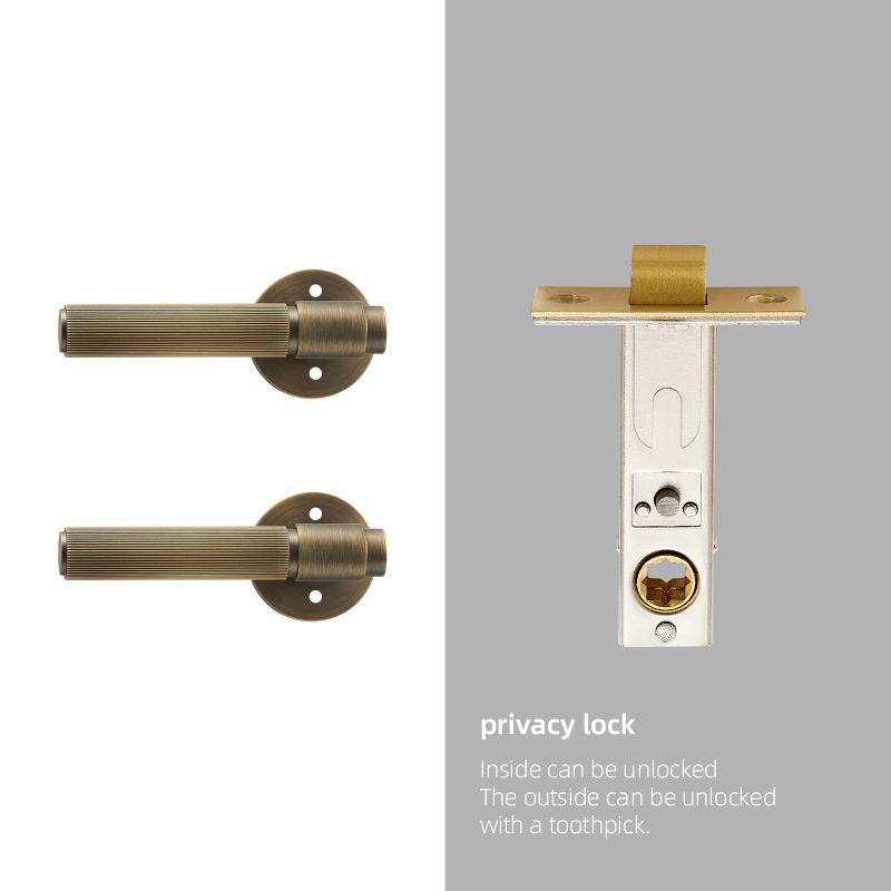Dooroom Brass Door Lock Set Modern Stripe Shiny Gold Interior Bedroom Bathroom Double Wood Door Lever Dummy Privacy Passage DOOROOM