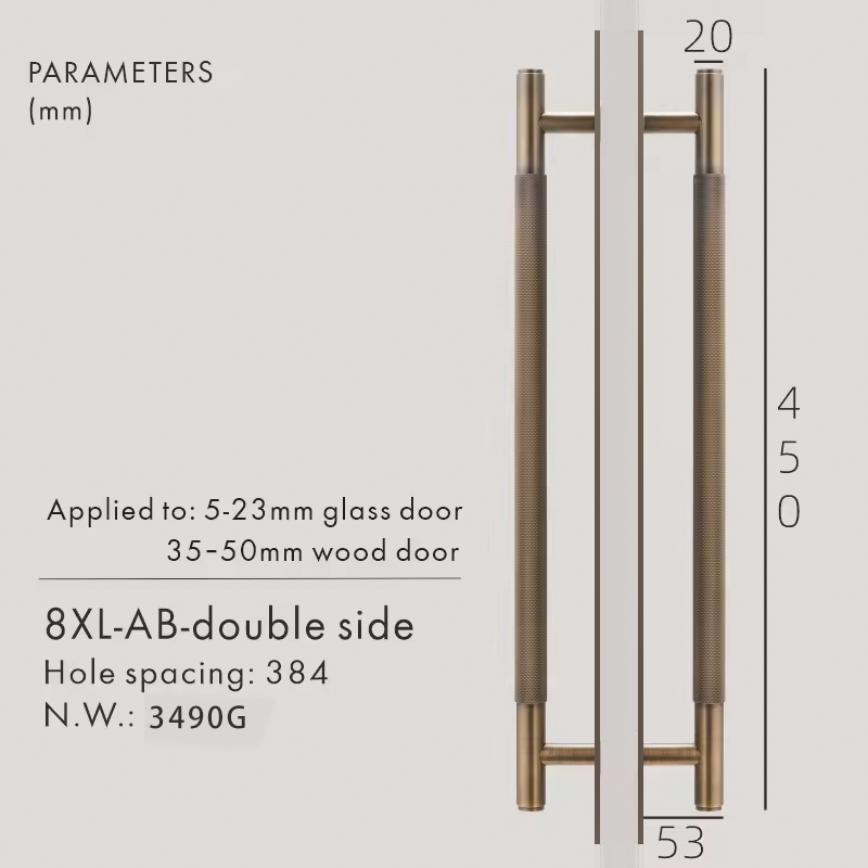 Dooroom Brass Knurled Door Handles Double Door Wood Door Shower Room Single Side Double Side Matt Gold Black Antique Brass Pulls DOOROOM