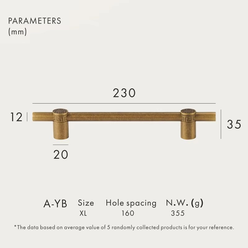 Dooroom Brass Furniture Handles Modern Yellow Bronze Cupboard Wardrobe Dresser Shoe Box Drawer Cabinet Knobs T-Bar DOOROOM