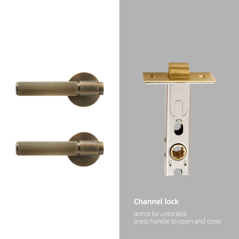 Dooroom Brass Door Lock Set Modern Stripe Shiny Gold Interior Bedroom Bathroom Double Wood Door Lever Dummy Privacy Passage DOOROOM