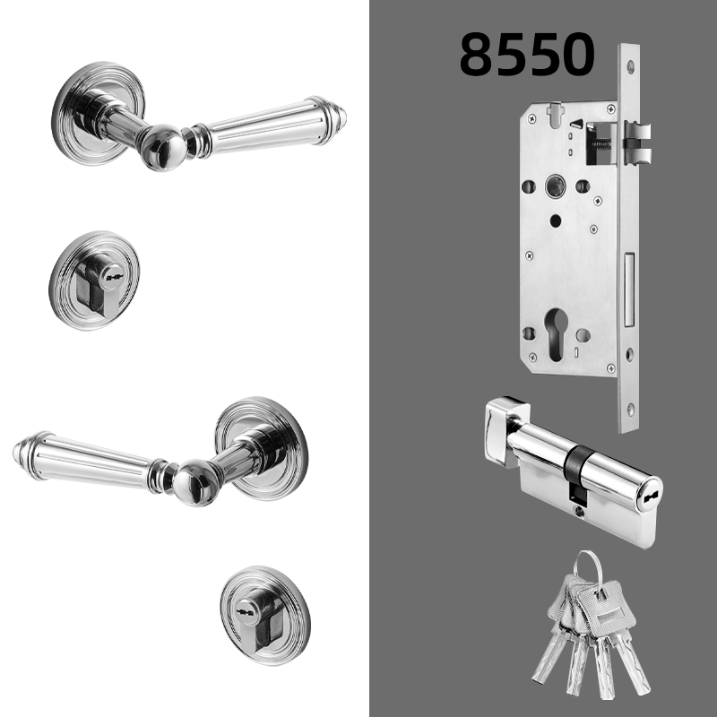 Dooroom Brass Door Lever Set Bright Silver French Retro Bedroom Gold Chrome New Classic Solid Wood Interior Lock Set Dummy Lock DOOROOM