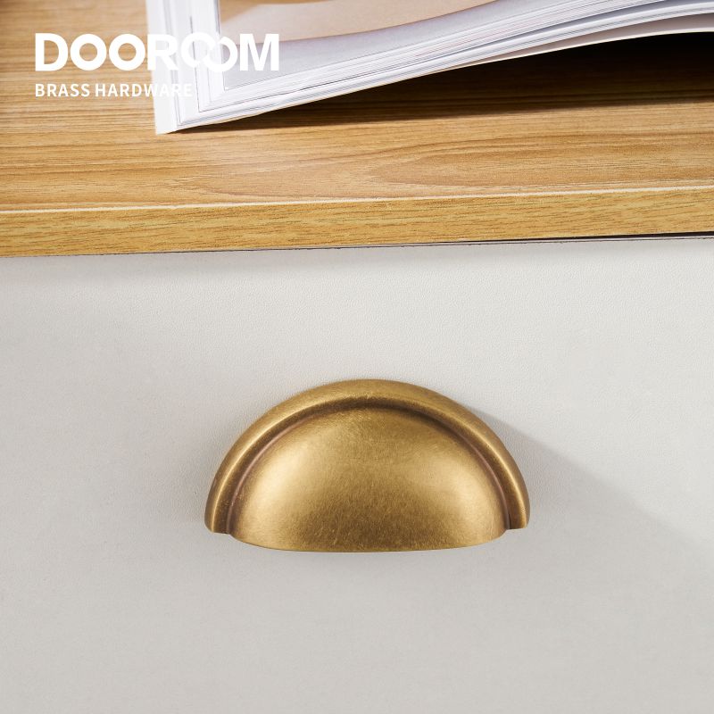 Dooroom Brass Furniture Handles Matt Brushed Nickel Yellow Bronze Cup Handle Cupboard Wardrobe Dresser Shoe Box Drawer Bin Pulls DOOROOM