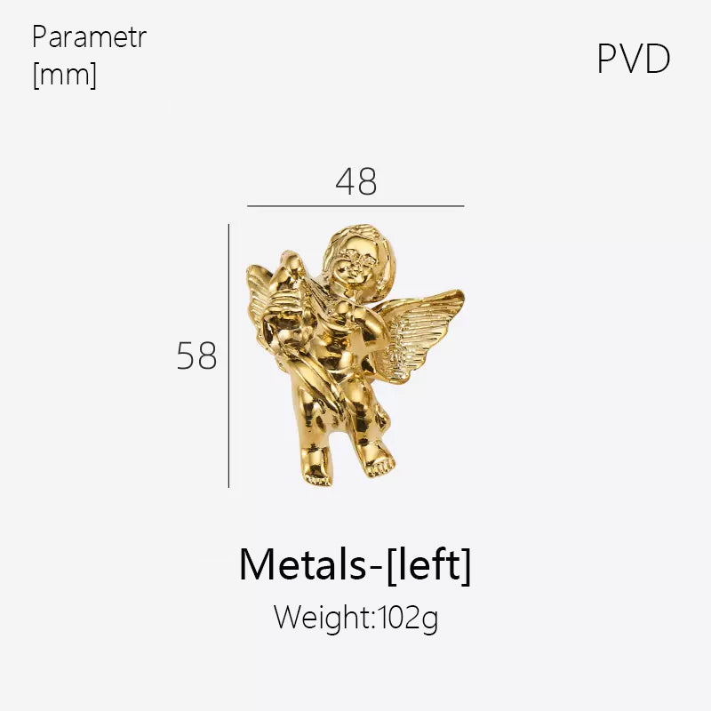 Dooroom Brass Furniture Handles Angel Decorative Shiny Chrome PVD Gold Knobs Cupboard Wardrobe Dresser Drawer Cabinet Pulls DOOROOM