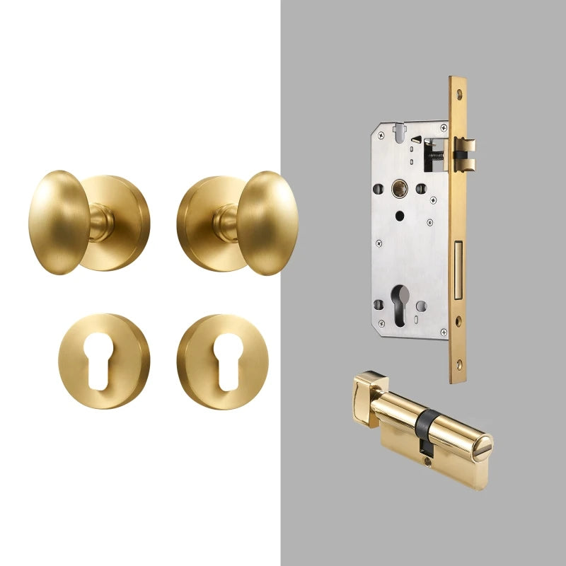 Dooroom Brass Door Lock Set Modern Interior Bedroom Bathroom Double Wood Door Lever Set Dummy Privacy Passage Hidden Door Lock DOOROOM