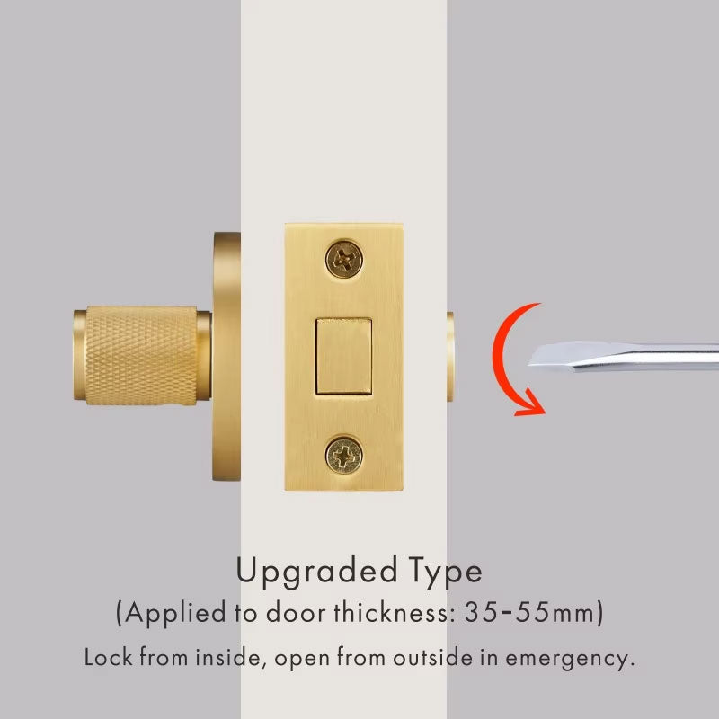 Dooroom Brass Knurled Hidden Door Lock Set Living Room Bathroom Invisible Thumb Turn Matt Black Brushed Brass Open In Emergency DOOROOM