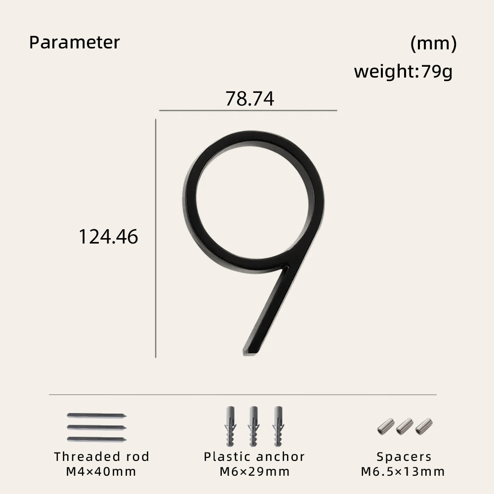 Dooroom House Number Outdoor 0-9 Black House Gadgets Signs Door Plate House Hotel Floor Number Villa Decoration Signboard DOOROOM