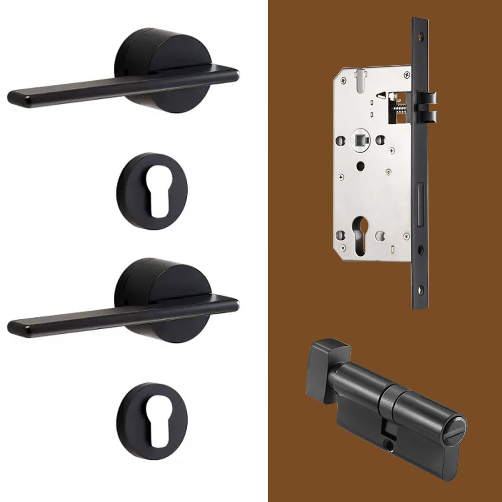Dooroom Brass Door Lock Set Modern Gold Black Silver Interiror Bedroom Bathroom Double Wood Door Lever Set Dummy Handle Knob DOOROOM