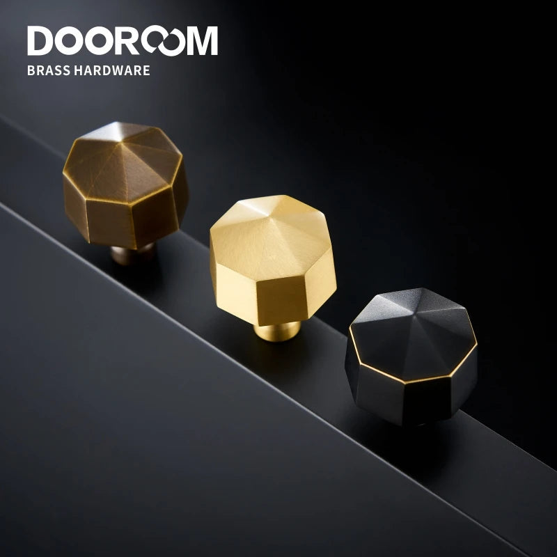 Dooroom Brass Furniture Handles Nordic Simple American Octagon Pulls Cupboard Wardrobe Dresser Shoe Box Drawer Cabinet Knobs DOOROOM
