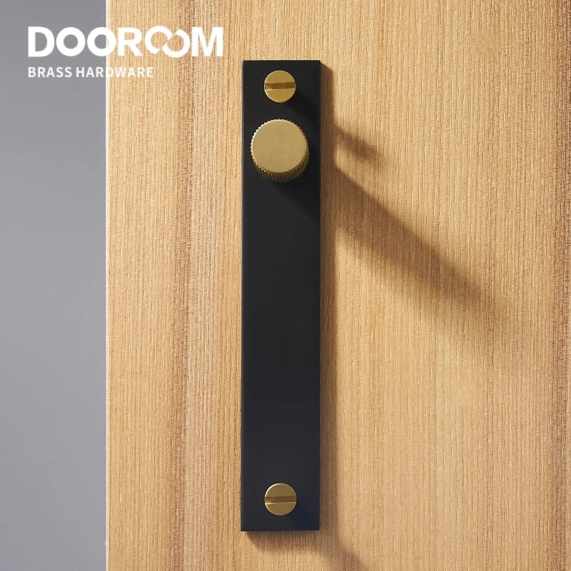 Dooroom Brass Furniture Handles Modern Stripe With Plate Cupboard Wardrobe Dresser Shoe Box Drawer Cabinet Knobs Pulls Knobs DOOROOM