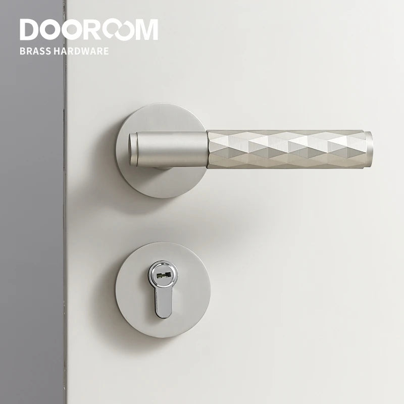 Dooroom Brass Door Lock Set Brushed Nickel Hammered Interior Bedroom Bathroom Double Wood Door Lever Set Dummy Privacy Passage DOOROOM