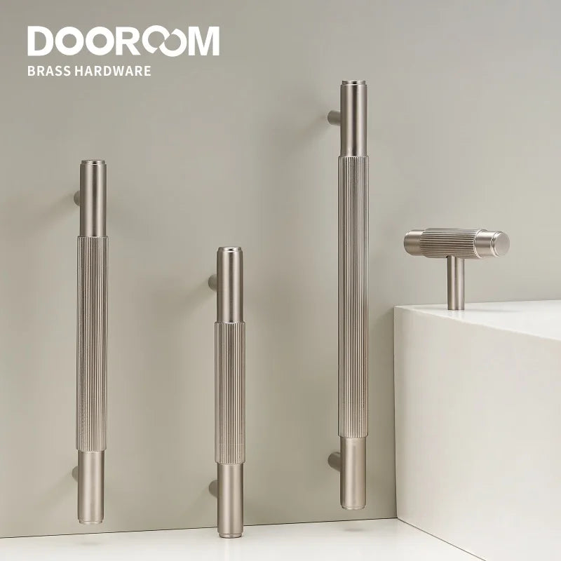 Dooroom Brass Furniture Handles Brushed Nickel Silver Pulls Wardrobe Dresser Cupboard Cabinet Drawer Knobs Free Of Finger Print DOOROOM