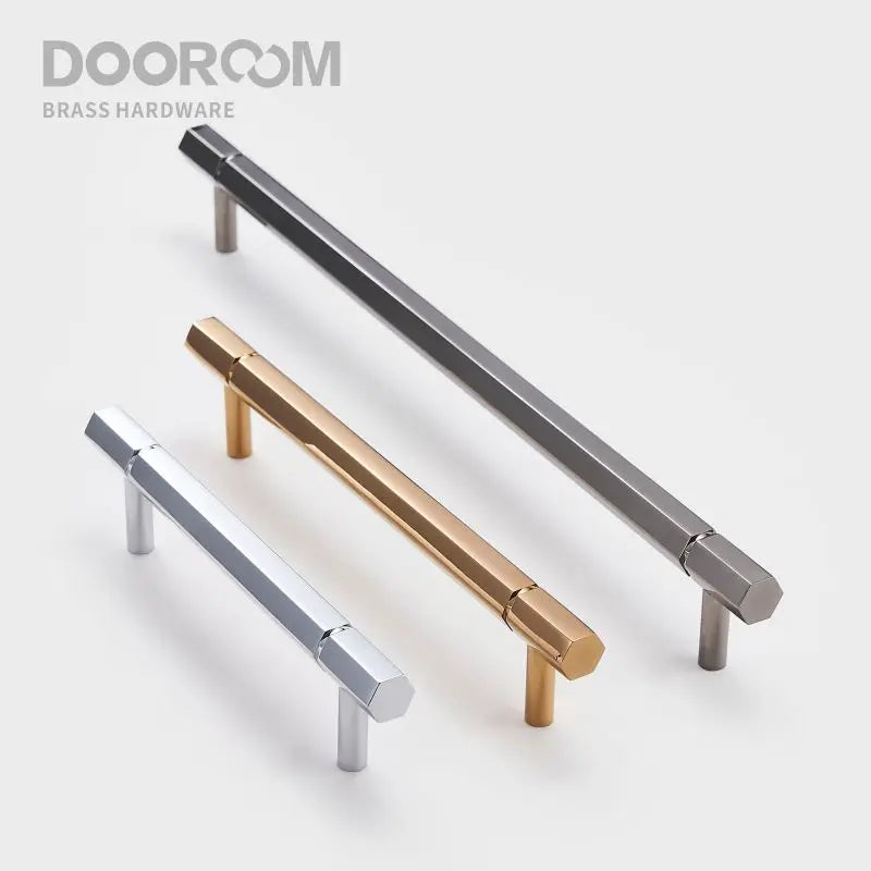 Dooroom Brass Furniture Handles Shiny Rose Gold Black Titanium Bright Chrome Cupboard Wardrobe Dresser Drawer Cabinet Pulls DOOROOM