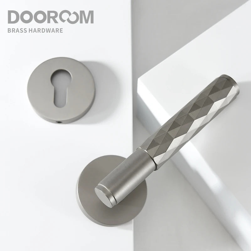 Dooroom Brass Door Lock Set Brushed Nickel Hammered Interior Bedroom Bathroom Double Wood Door Lever Set Dummy Privacy Passage DOOROOM