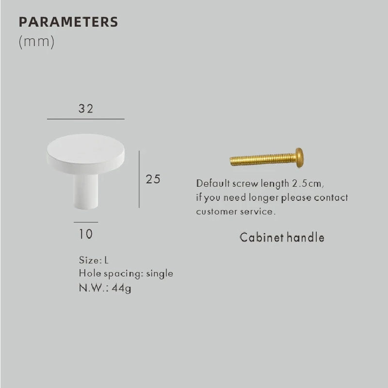 Dooroom Brass Matt White Round Cabinet Handles Wardrobe Drawer Knobs Kids' Room Indoor Kitchen Hallway Wall Clothes Hook DOOROOM