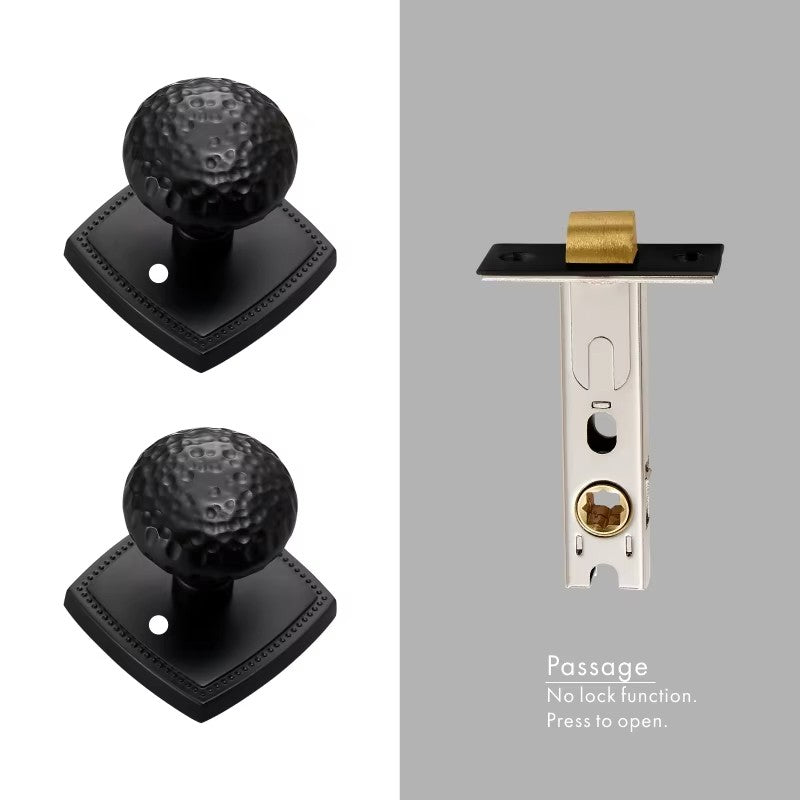 Dooroom Brass Door Lock Set Hammered Modern Bedroom Bathroom Double Lever Dummy Privacy Passage Hidden Handle Knob DOOROOM