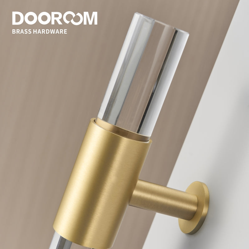 Dooroom Brass Acrylic Door Handles Double Door Wood Door Shower Room Single Side Double Side Matt Gold Pulls DOOROOM