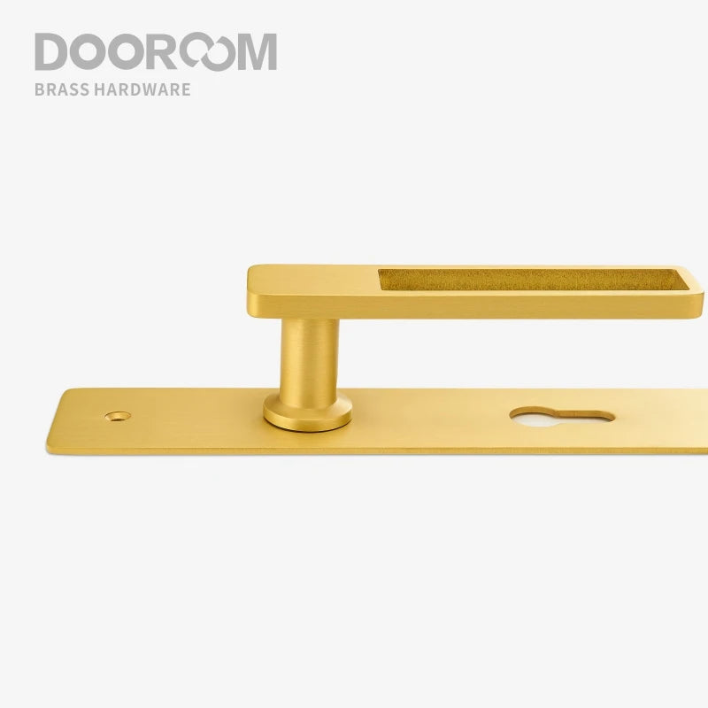 Dooroom Brass Door Lever Ultra-thin Mute Black Gold Interior Bedroom Bathroom Wood Door Lock Set Long Plate DOOROOM