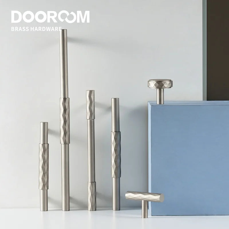 Dooroom Brass Furniture Handles Hammered Matt Brushed Nickel Cupboard Wardrobe Dresser Shoe Box Drawer Cabinet Round T bar Knobs DOOROOM