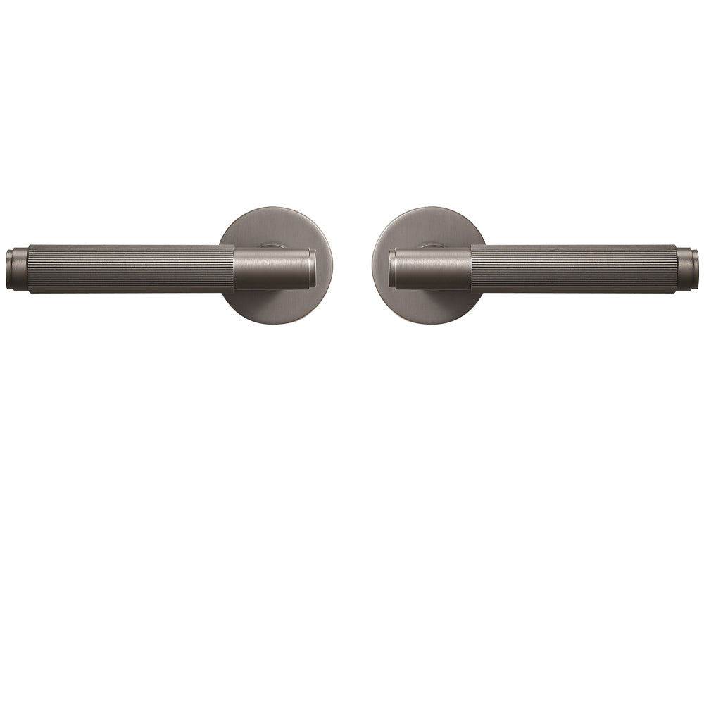 Dooroom Brass Stripe Door Lock Set Modern Grey Interior Bedroom Bathroom Double Wood Lever Dummy Handle Knob Linear DOOROOM