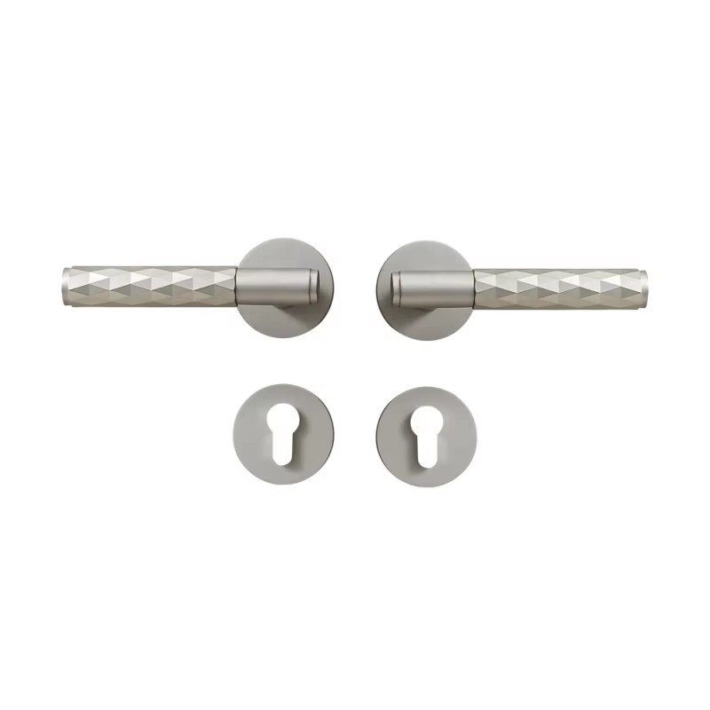 Dooroom Brass Door Lock Set Brushed Nickel Hammered Interior Bedroom Bathroom Double Wood Door Lever Set Dummy Privacy Passage DOOROOM