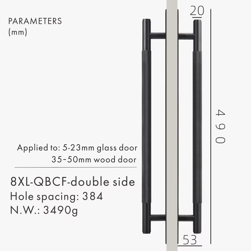 Dooroom Brass Knurled Door Handles Double Door Wood Door Shower Room Single Side Double Side Matt Gold Black Antique Brass Pulls DOOROOM