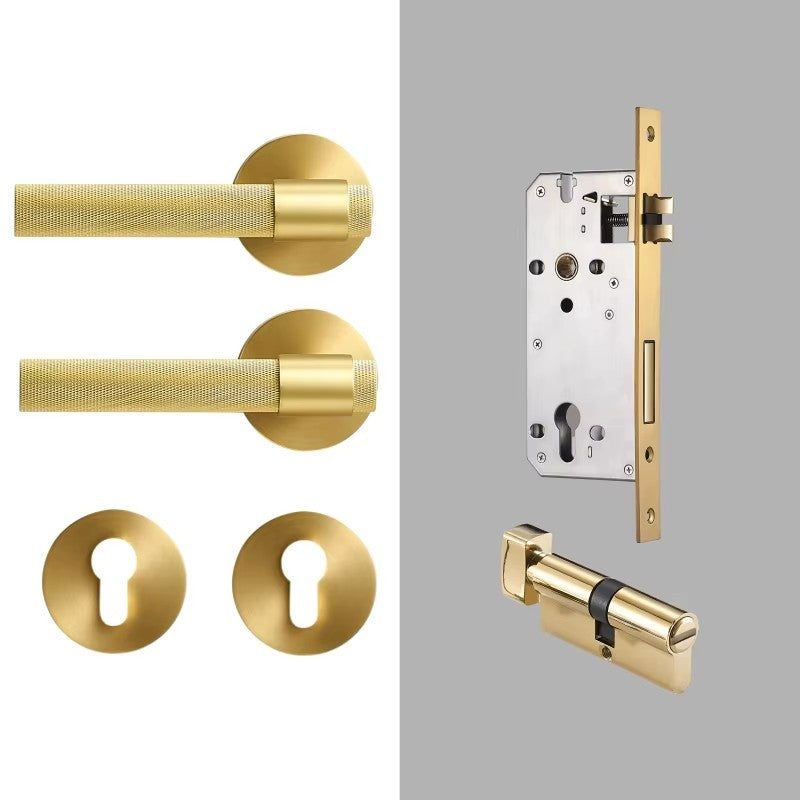 Dooroom Brass Knurled Door Lock Set Black Gold Interior Bedroom Bathroom Double Wood Door Lever Set Dummy Privacy DOOROOM