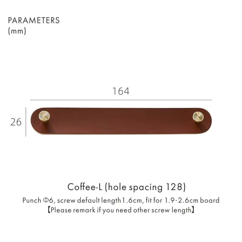 Dooroom Brass Furniture Handles Red Cow Leather Nordic DOOROOM