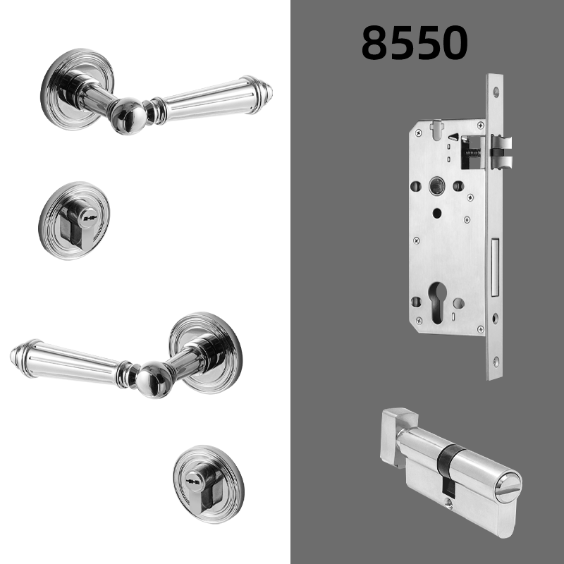 Dooroom Brass Door Lever Set Bright Silver French Retro Bedroom Gold Chrome New Classic Solid Wood Interior Lock Set Dummy Lock DOOROOM