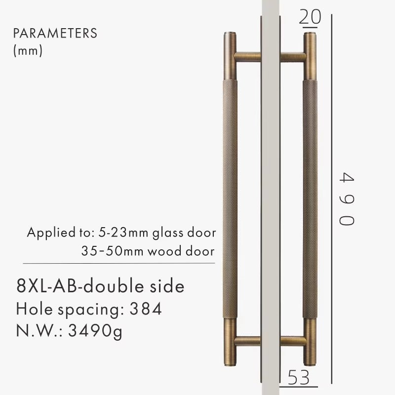 Dooroom Brass Knurled Door Handles Double Door Wood Door Shower Room Single Side Double Side Matt Gold Black Antique Brass Pulls DOOROOM