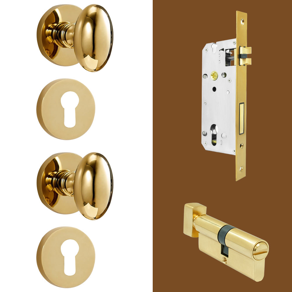 Dooroom Brass Door Lock Set Modern Shiny PVD Gold Interior Bedroom Bathroom Dummy Privacy Passage Hidden Door Lever Set DOOROOM