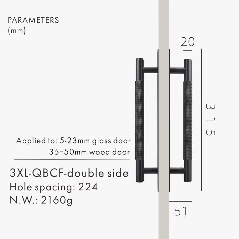 Dooroom Brass Knurled Door Handles Double Door Wood Door Shower Room Single Side Double Side Matt Gold Black Antique Brass Pulls DOOROOM