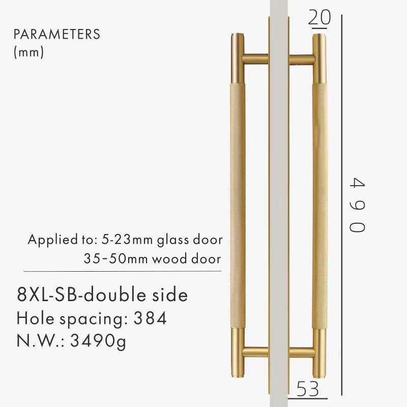 Dooroom Brass Knurled Door Handles Double Door Wood Door Shower Room Single Side Double Side Matt Gold Black Antique Brass Pulls DOOROOM