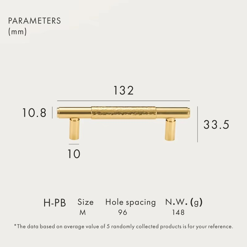 Dooroom Brass Furniture Handles Modern Hammered Shiny Gold Cupboard Wardrobe Dresser Shoe Box Drawer Cabinet Knobs T-Bar DOOROOM